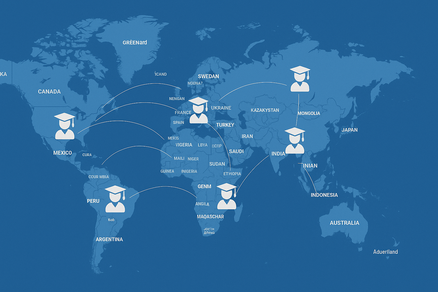 World map showing VScholar's global reach